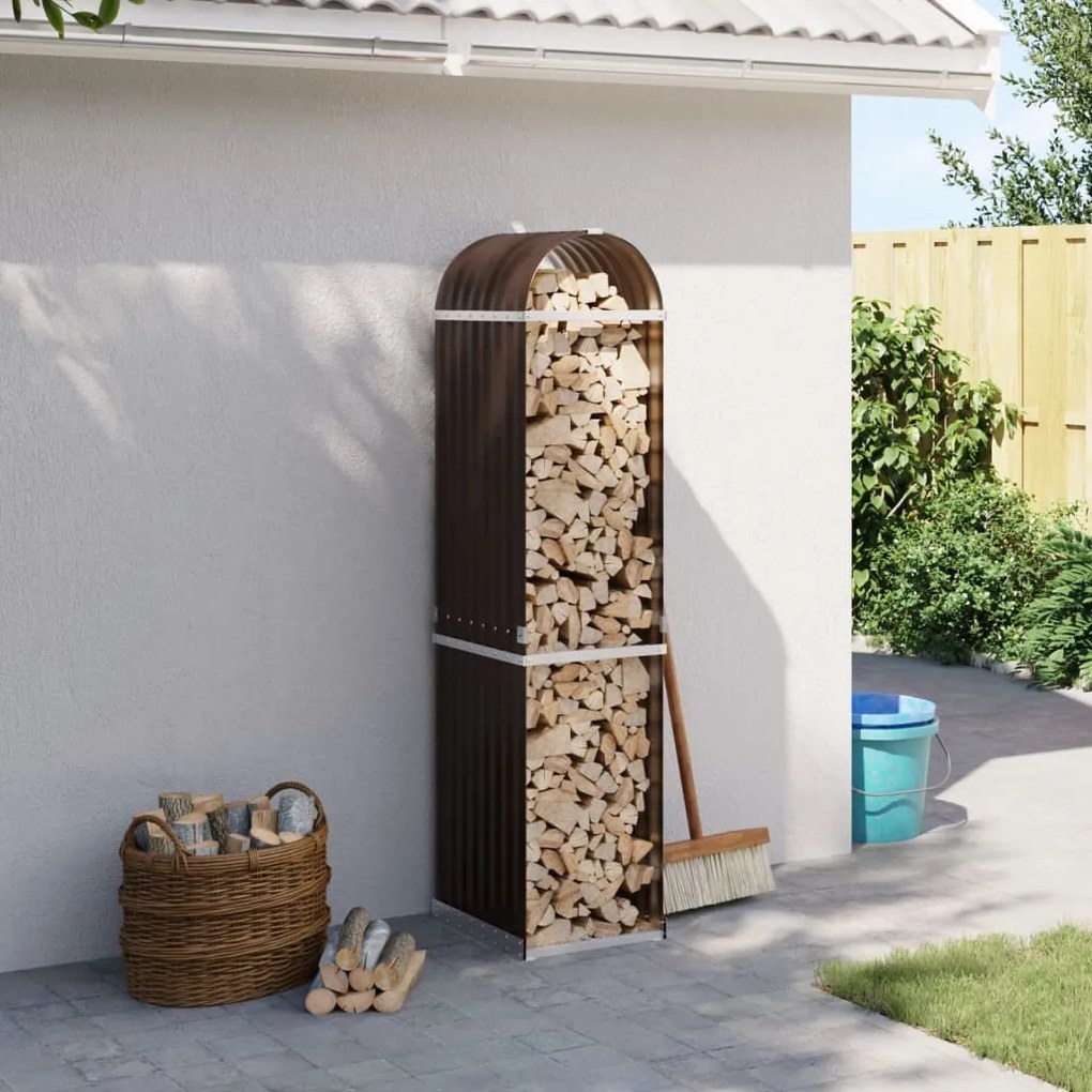 vidaXL Suporte de lenha 40x45x170 cm aço galvanizado castanho