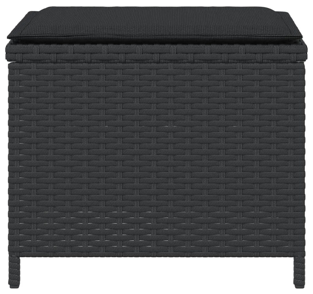 Bancos de jardim com almofadões 4 pcs 41x41x36 cm vime PE preto