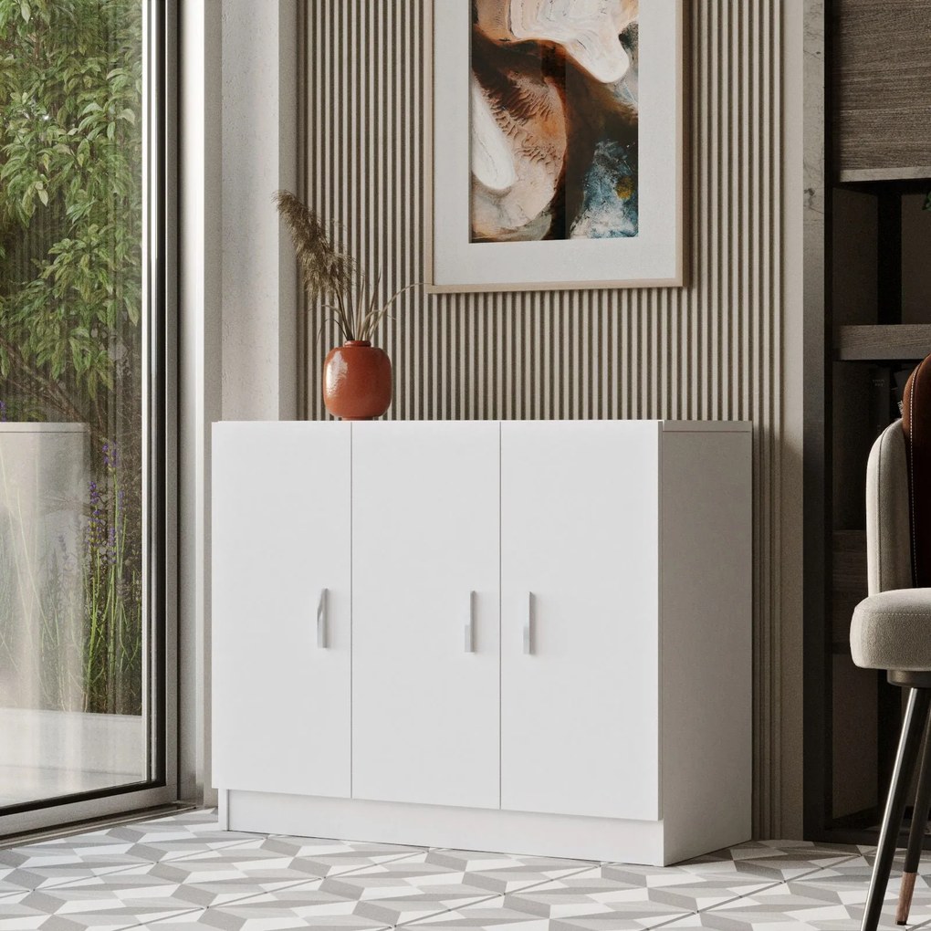 Conjunto de Mobiliário de Escritório VO14 – Branco – Mesas: 140x73,8x6