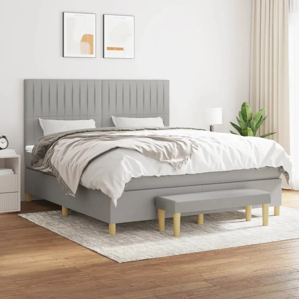 vidaXL Cama com molas/colchão 180x200 cm tecido cinzento-claro