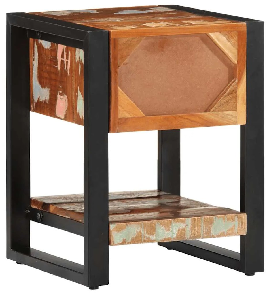 Mesa de cabeceira multicor 35x34x45cm madeira maciça recuperada