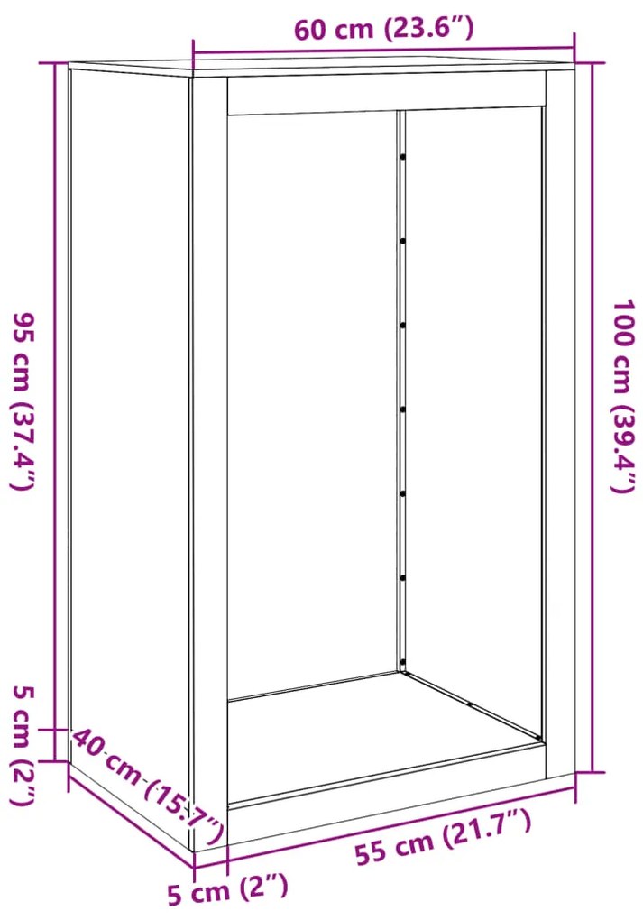 Suporte para lenha 60x40x100 cm aço branco