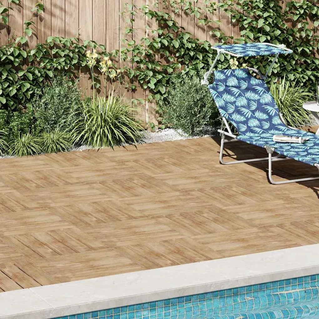 vidaXL Ladrilhos de pavimento 18 pcs 50x50 cm madeira castanho