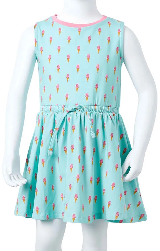 Vestido de criança com cordão menta-claro 140