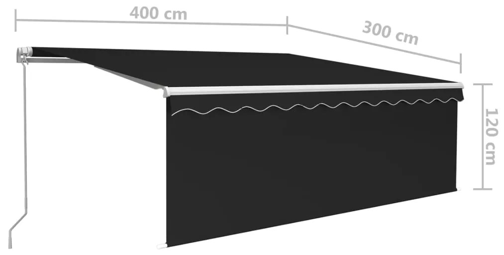 Toldo retrátil manual com estore e luzes LED 4x3 m antracite