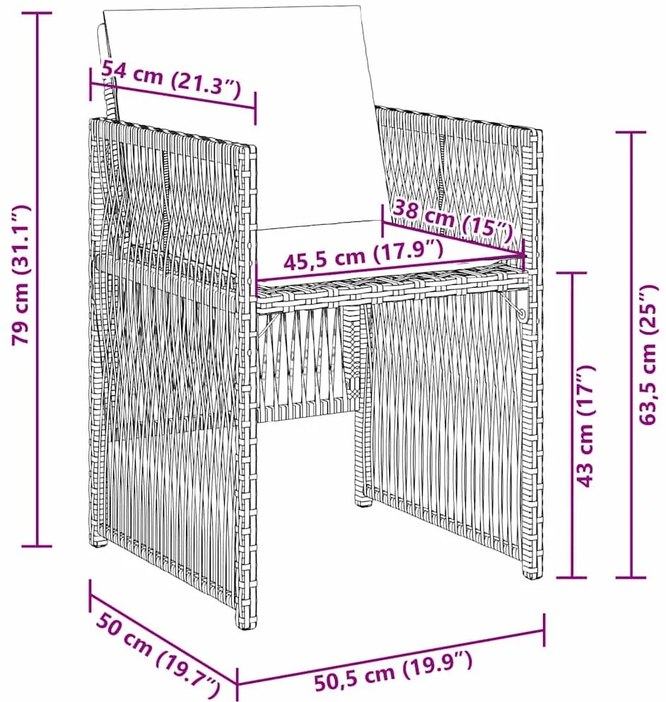 Conjunto de Jantar para o Jardim com 5 Peças e Almofadas Cinzas em Rat