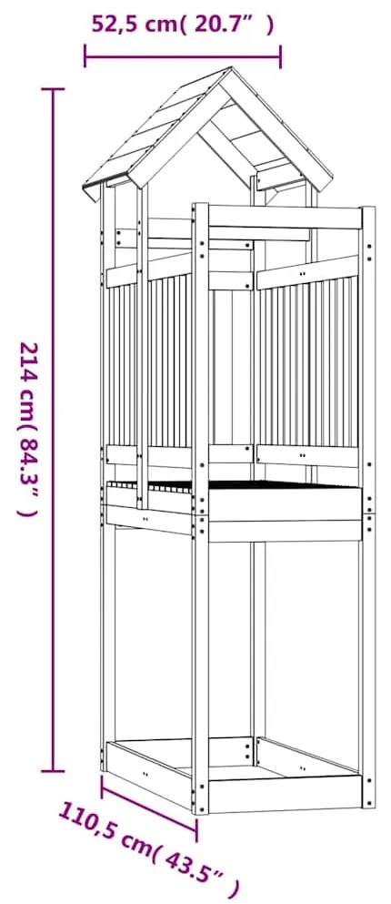 Torre de brincar 52,5x110,5x214 cm madeira de pinho maciça
