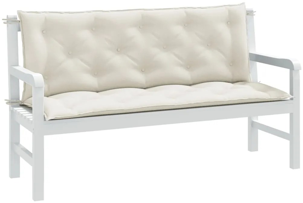Almofadões banco jardim 2pcs 150x50x7 cm mesclado tecido creme