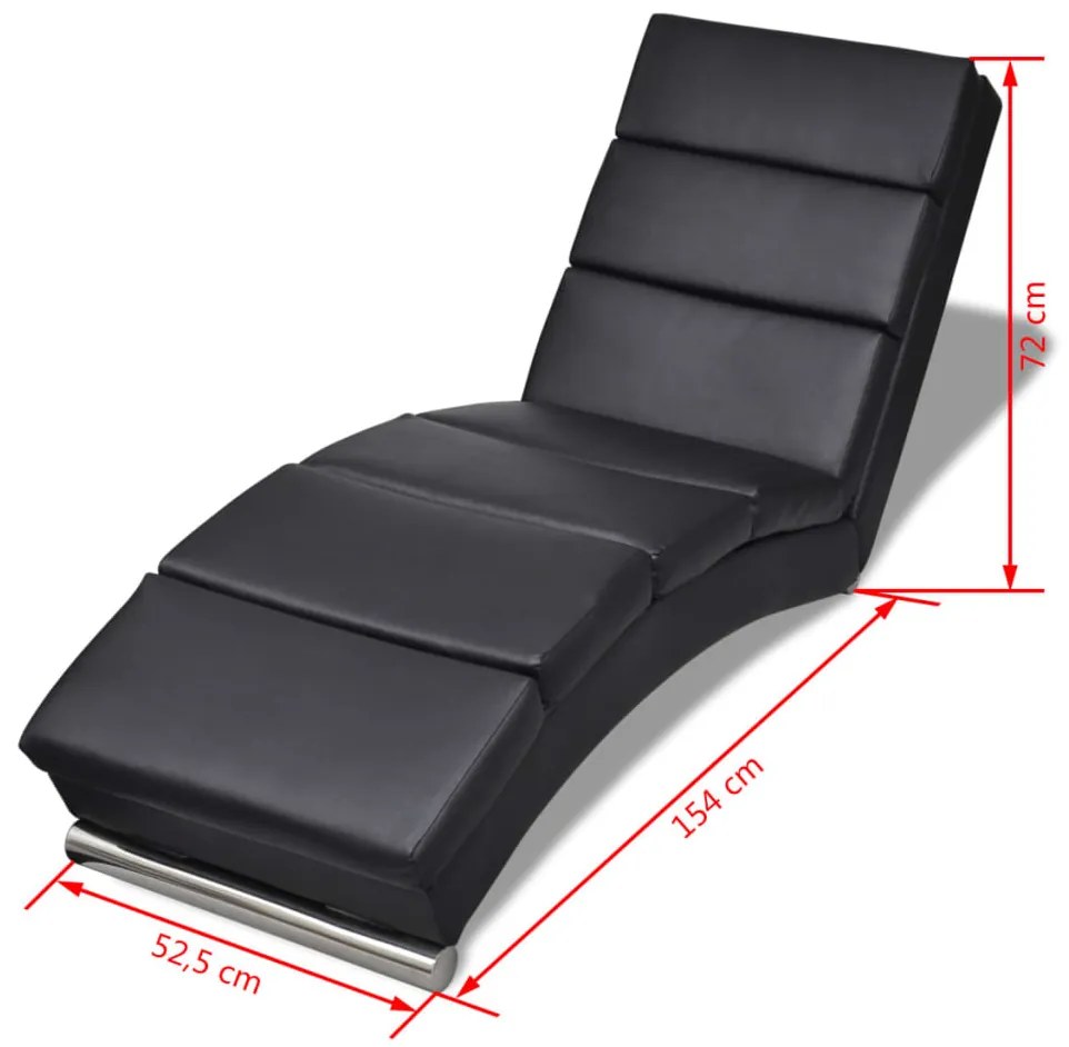 Chaise longue couro artificial preto