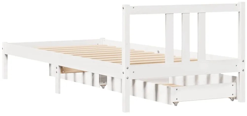 Cama sem colchão 90x200 cm madeira de pinho maciça branco