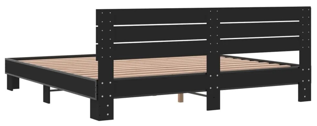 Estrutura de cama 180x200 cm derivados de madeira/metal preto