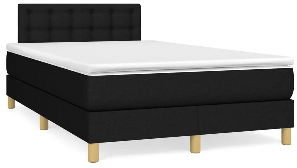 Cama boxspring com colchão 120x190 cm tecido preto
