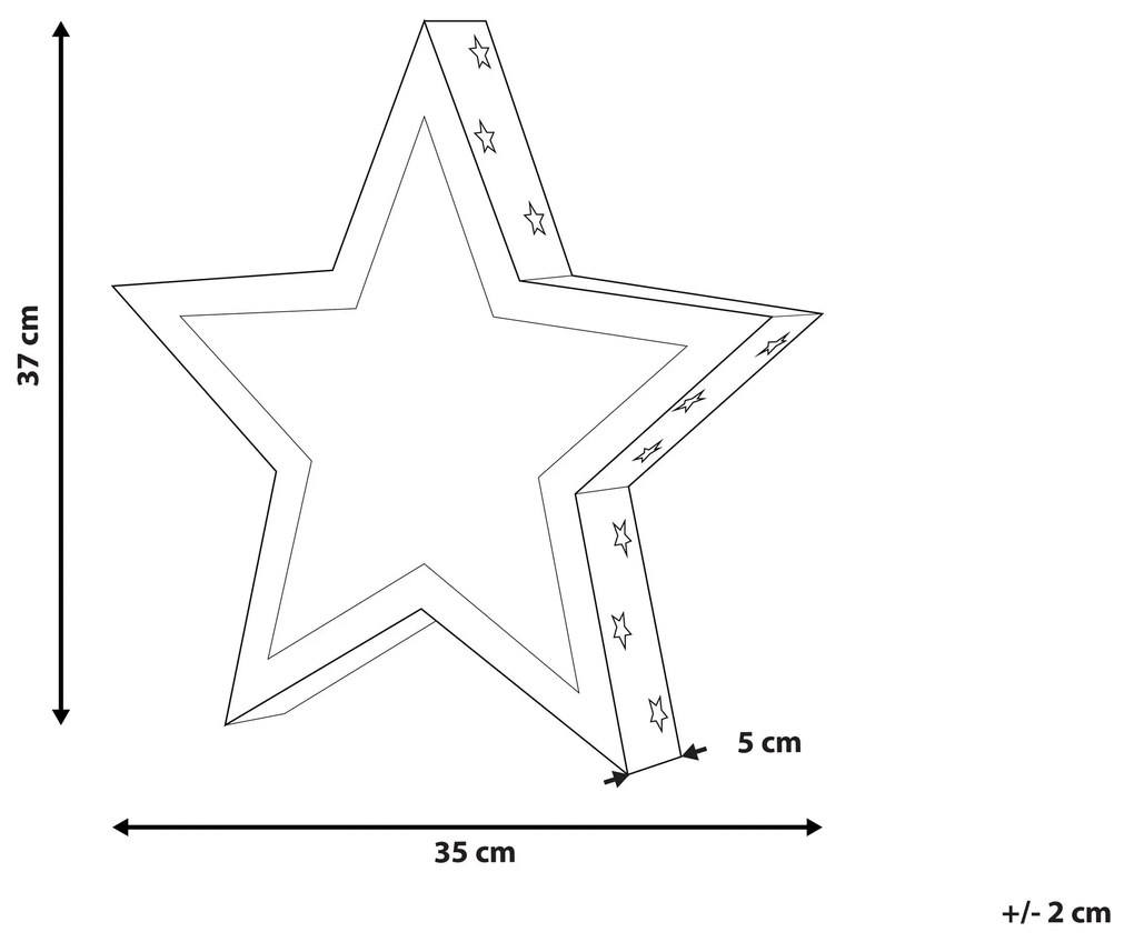 Decoração em madeira clara com LED em forma estrela 35 cm NASTOLA Beliani