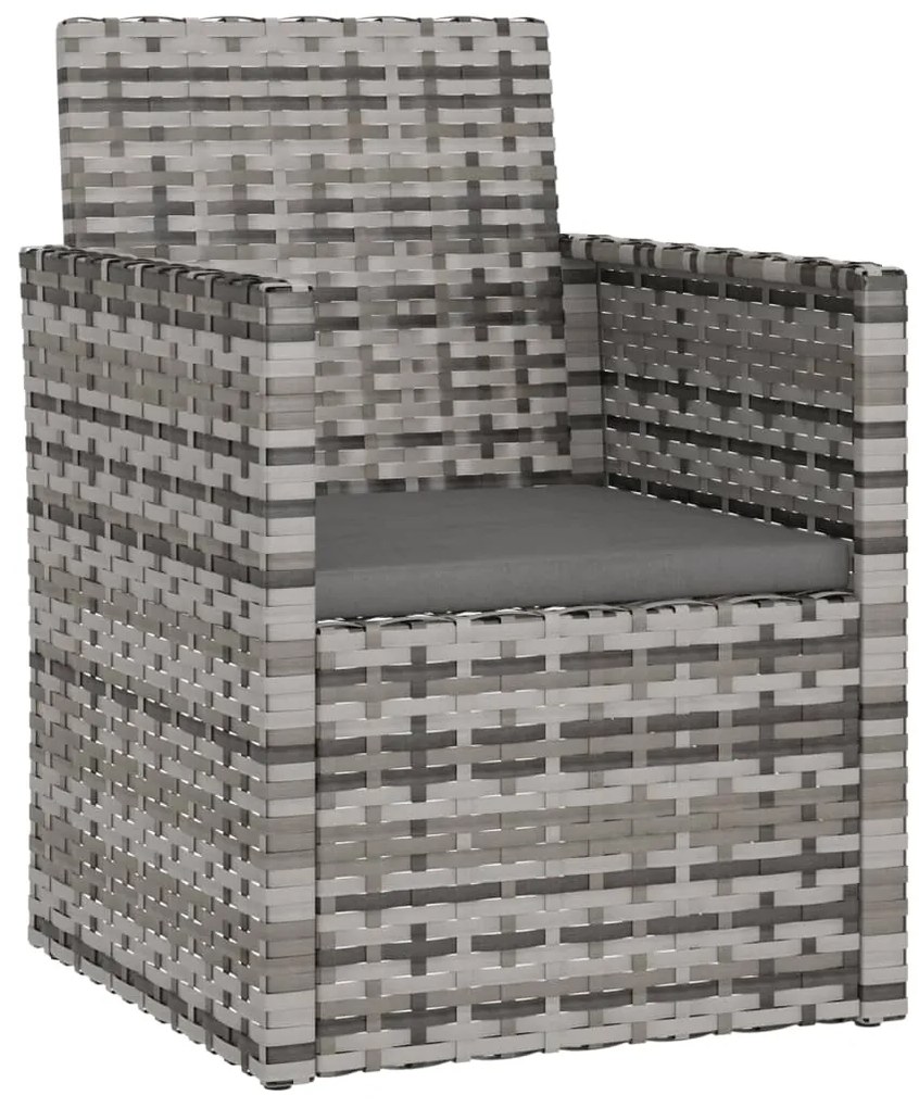 3 pcs conjunto lounge exterior c/ almofadões vime PE cinzento