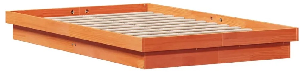 Estrutura de cama c/ LEDs 135x190 cm pinho maciço castanho mel