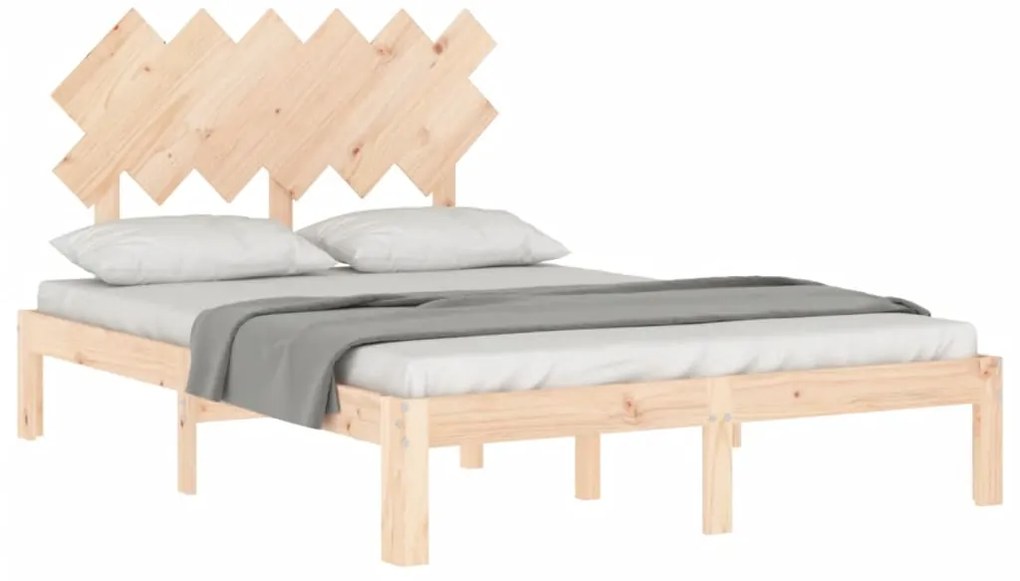 Estrutura de cama de casal com cabeceira madeira maciça
