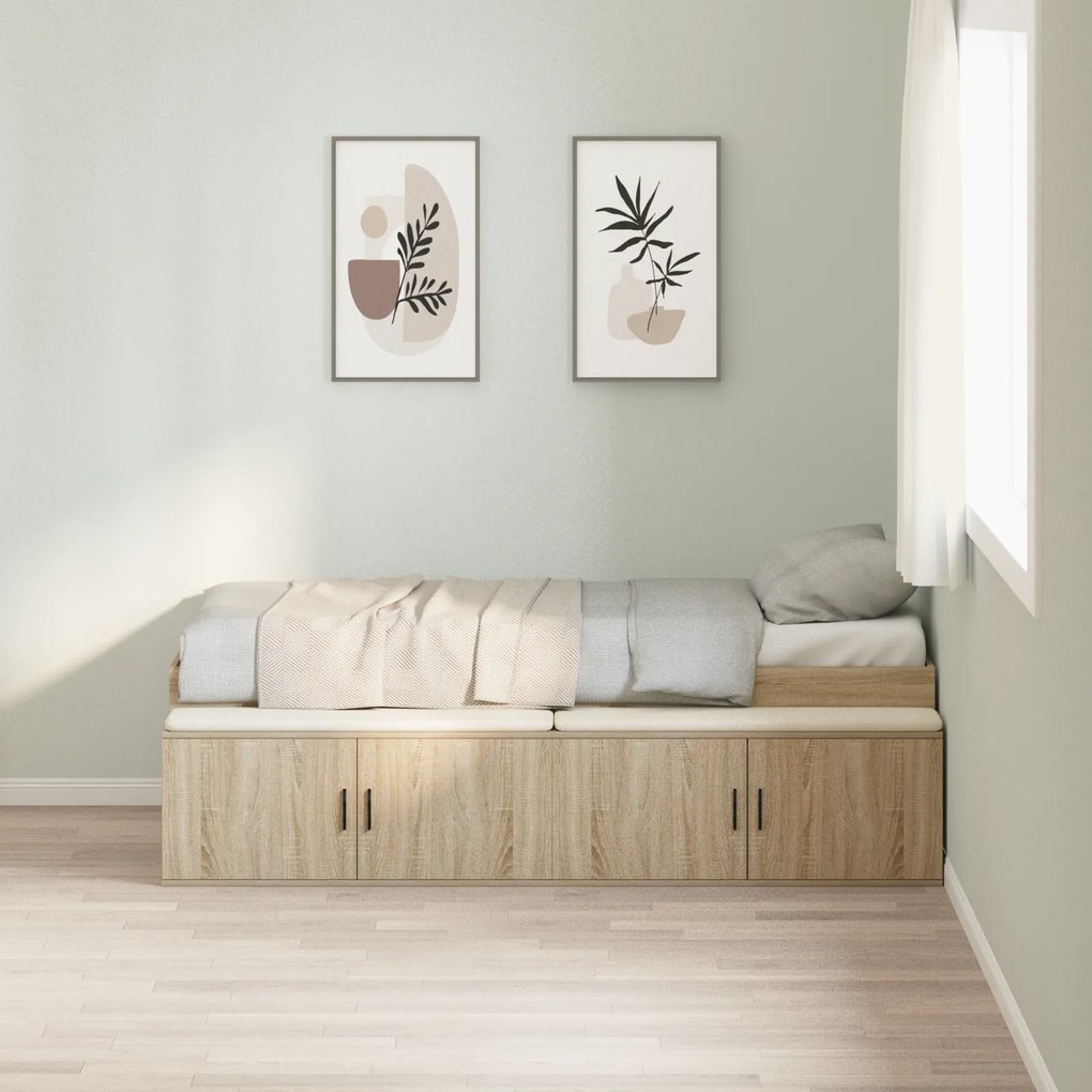 Cama com Armazenamento Carvalho Sonoma 90x190 cm