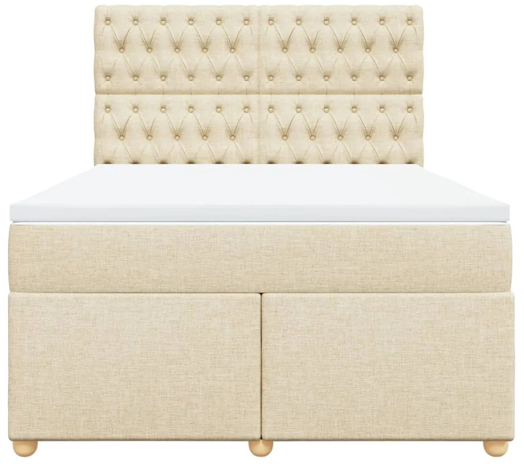 Cama com molas/colchão 140x200 cm tecido cor creme