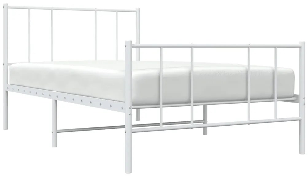 Estrutura de cama com cabeceira e pés 80x200 cm metal branco