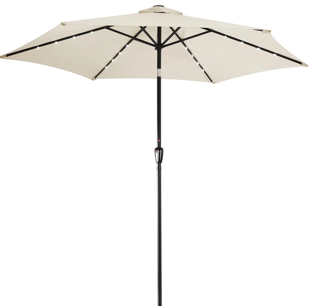 Guarda-sol LED Florida com proteção UV 80+ Ø300 x 250 cm Creme