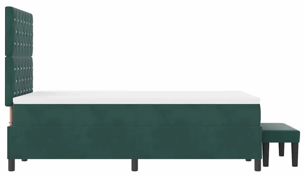 Cama Box com Colchão e Banco Verde Escuro 120x190 cm Veludo