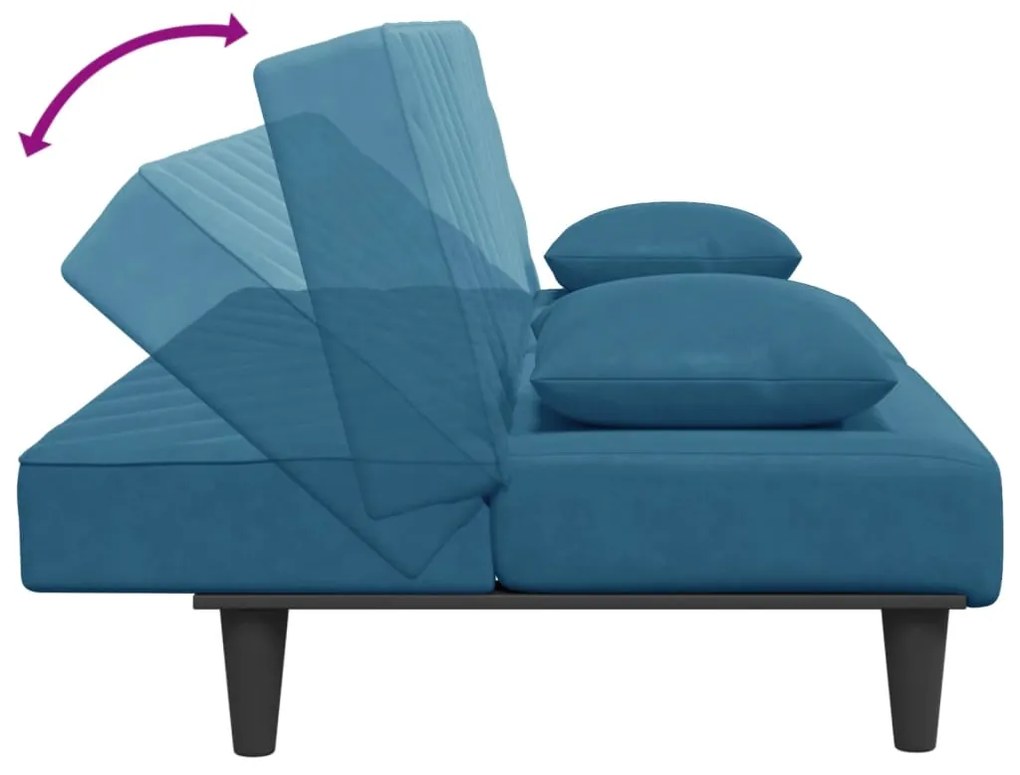 2 pcs conjunto de sofás com almofadas veludo azul