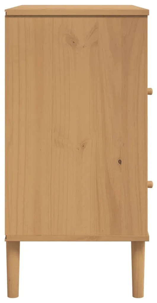 Aparador SENJA aspeto de vime 80x40x80 cm pinho maciço castanho