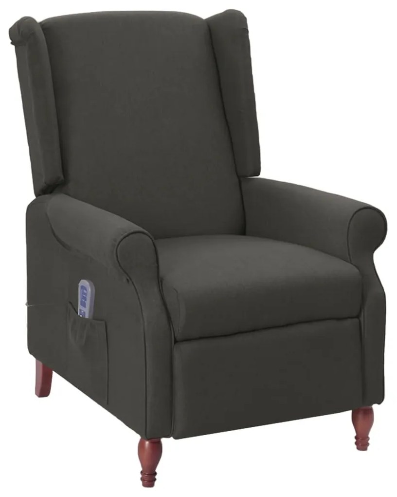vidaXL Poltrona de massagens reclinável tecido cinzento-escuro