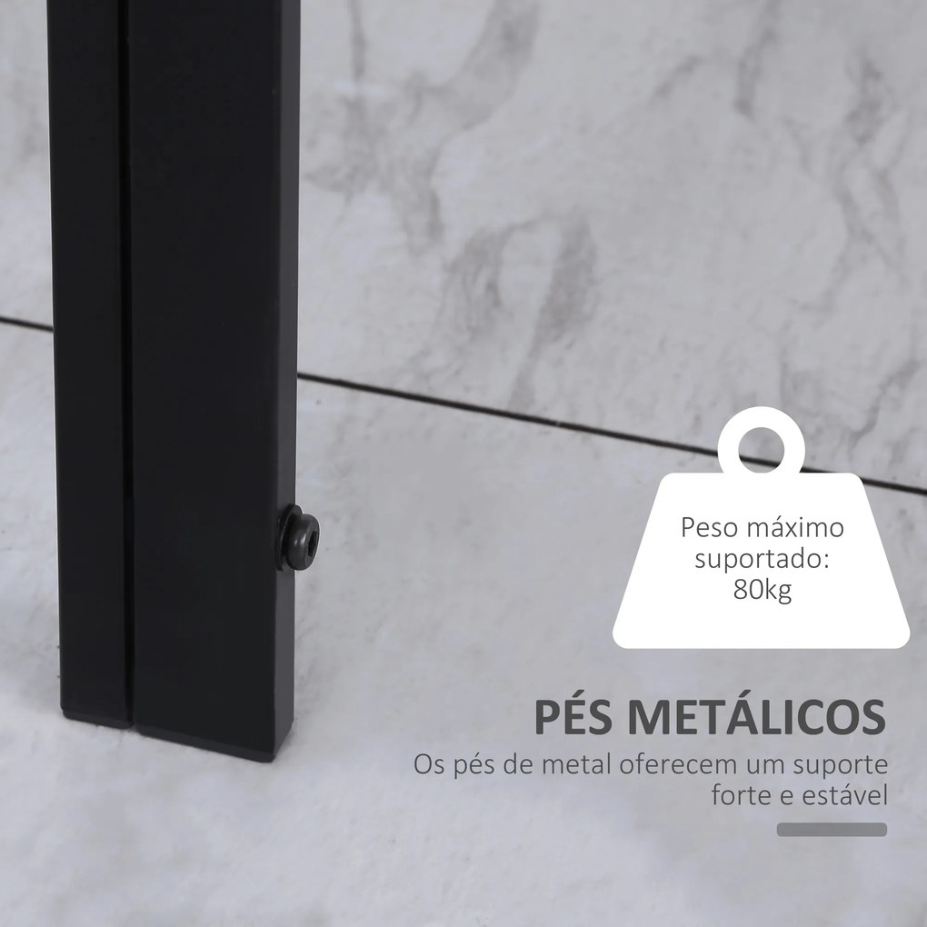 Mesa Sala de Jantar de Cristal Mesa Retangular para 4-6 pessoas (CADEIRAS NÃO INCLUIDAS) com Pés de Metal Multifuncional 120x60x75 cm Preto