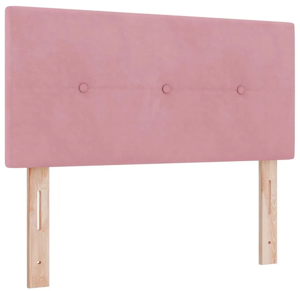 Cama Box Spring com Colchão e LED Rosa 80x200 cm Veludo
