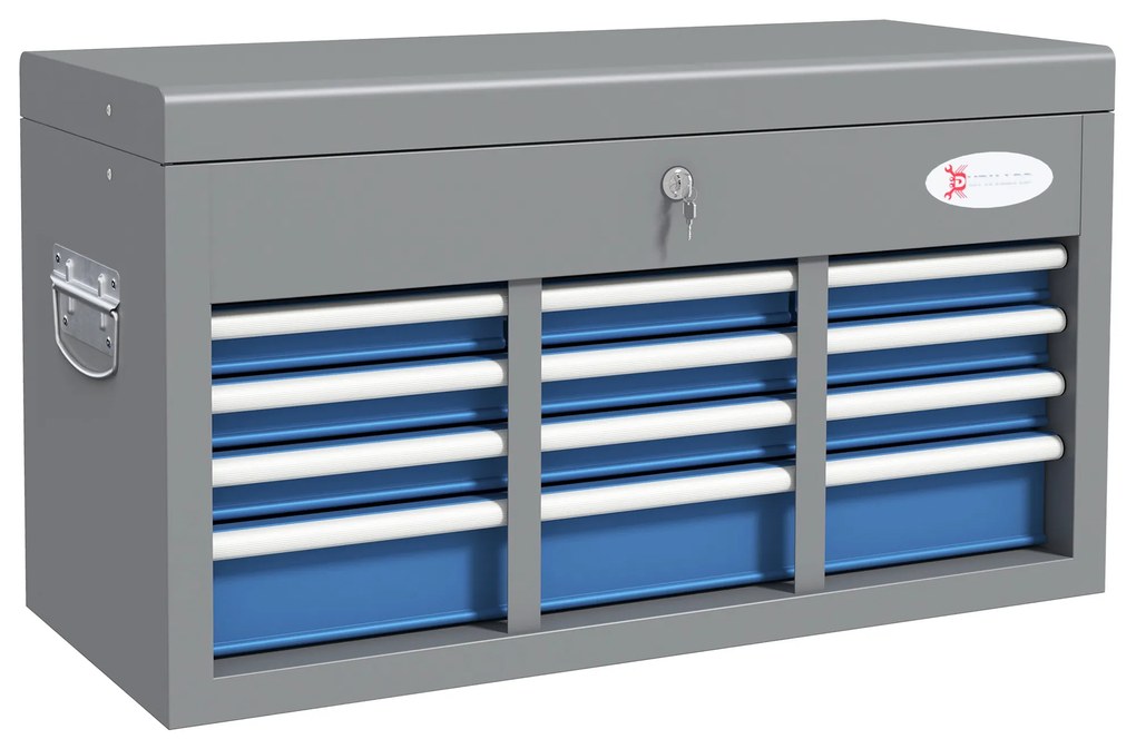 DURHAND Caixa Boite À Tools em Metal com 6 Gavetas e 1 Tabuleiro Superior Bloqueável com 2 Chaves Fornecidas 2 Pegas | Aosom Portugal