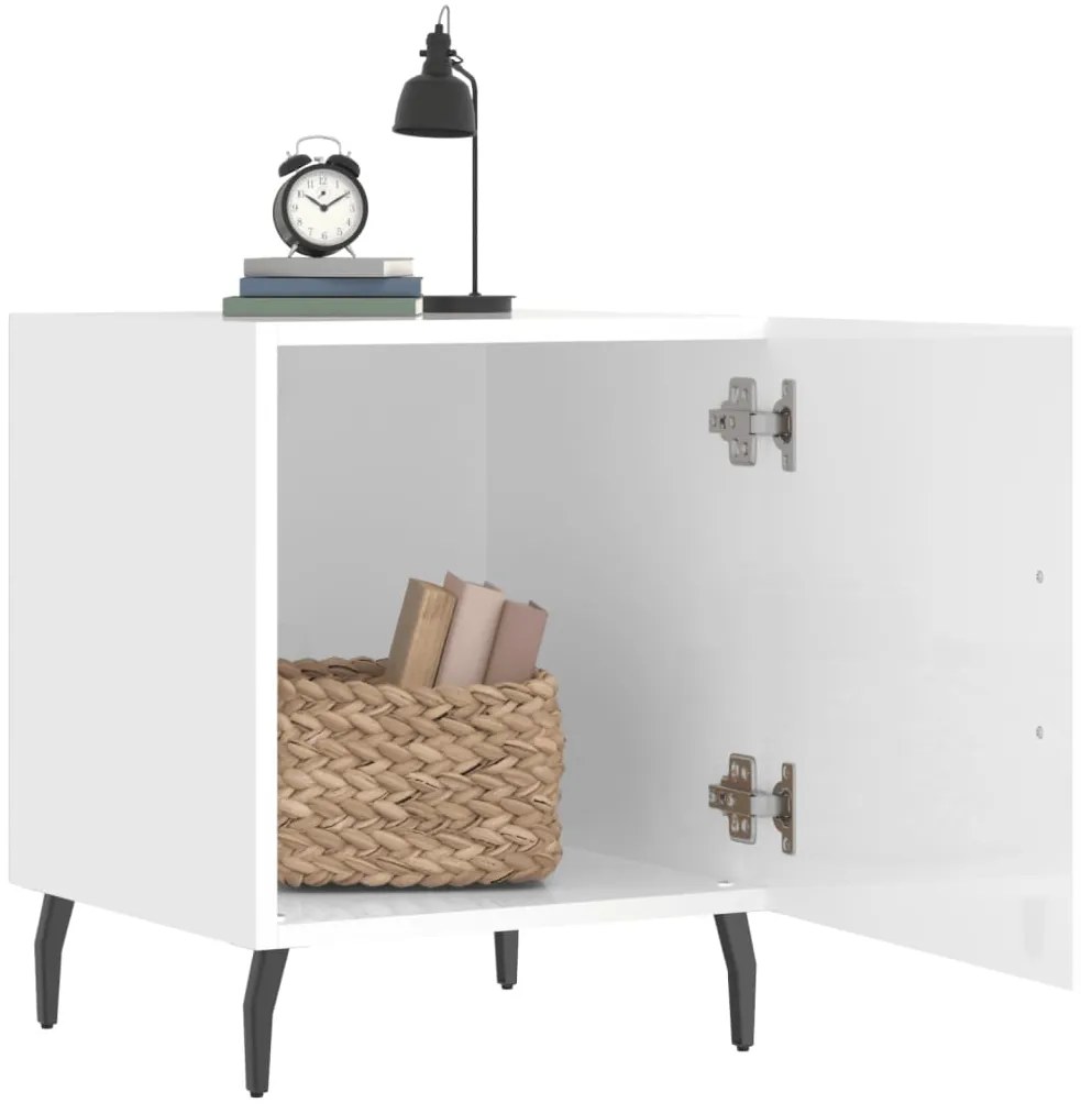 Mesa de cabeceira 40x40x50cm derivados madeira branco brilhante