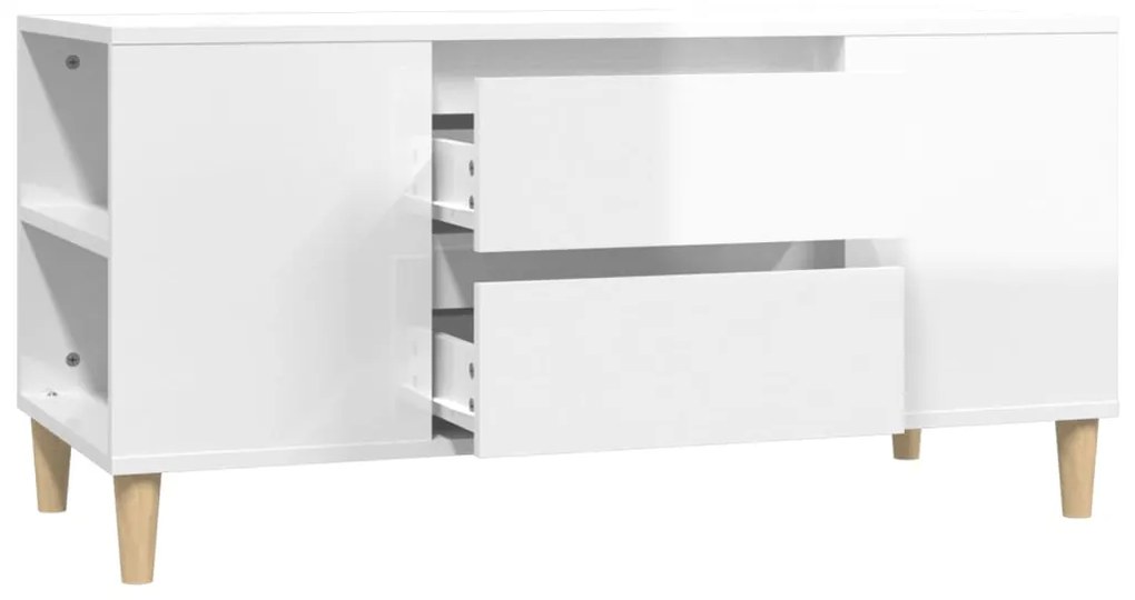 Móvel p/ TV 102x44,5x50 cm derivados madeira branco brilhante