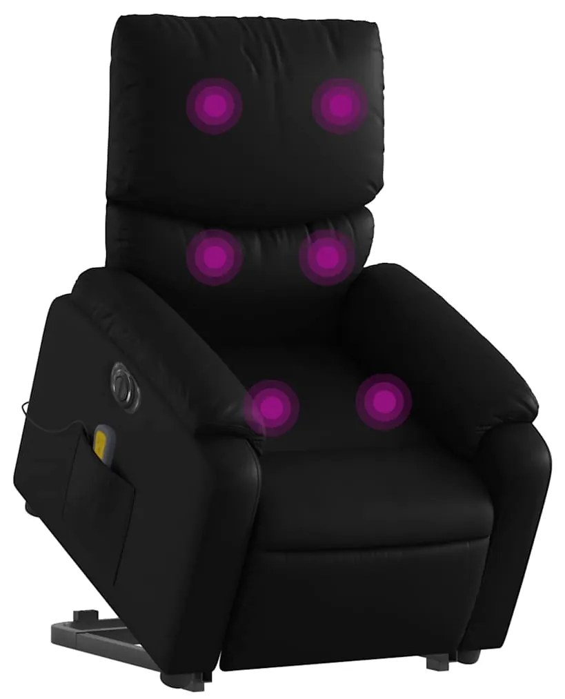 Poltrona reclinável elevatória elétrica couro artificial preto