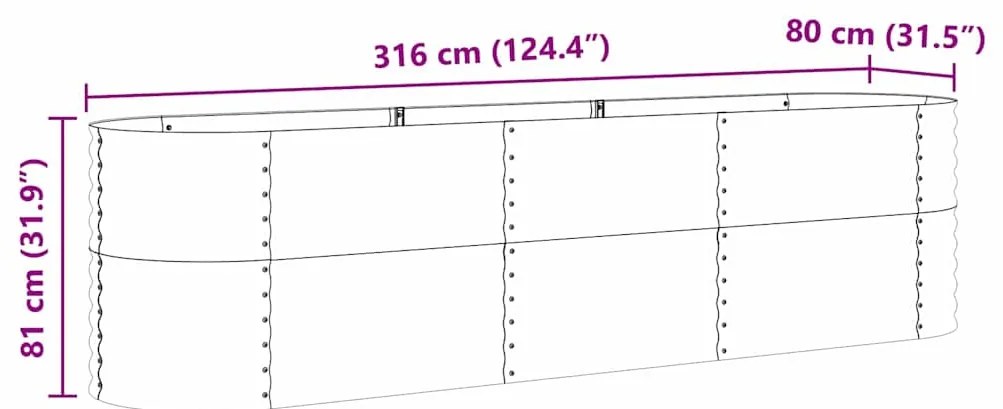 Cama Elevada Plantadeira Efeito Madeira Metal 320 X 80 X 81 cm