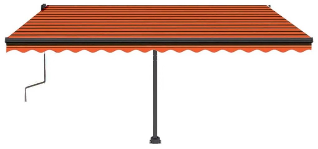 Toldo retrátil manual com luzes LED 450x350 cm laranja/castanho