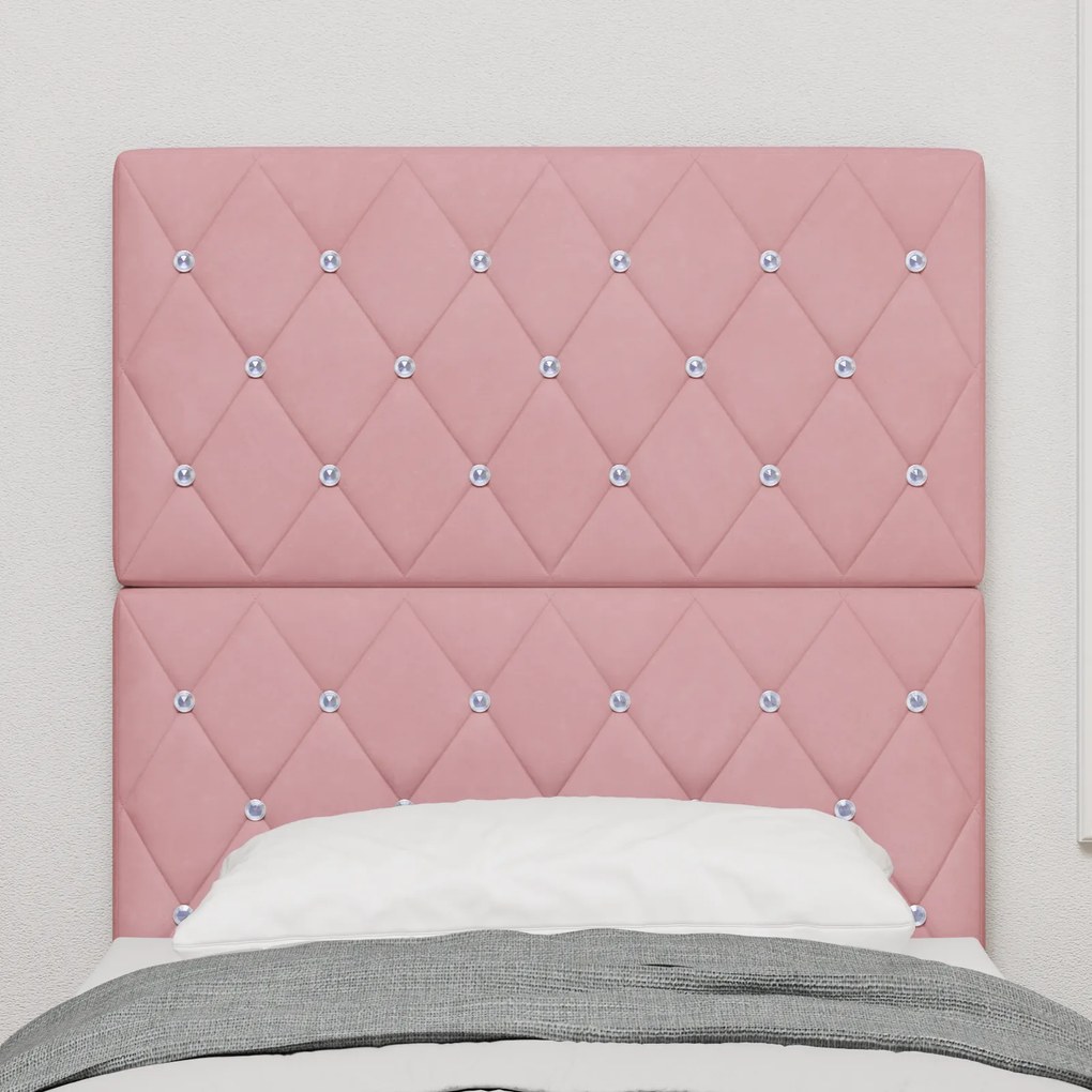 Cabeceira vidaXL Cristal Botão Tufted Rosa 80 cm Veludo