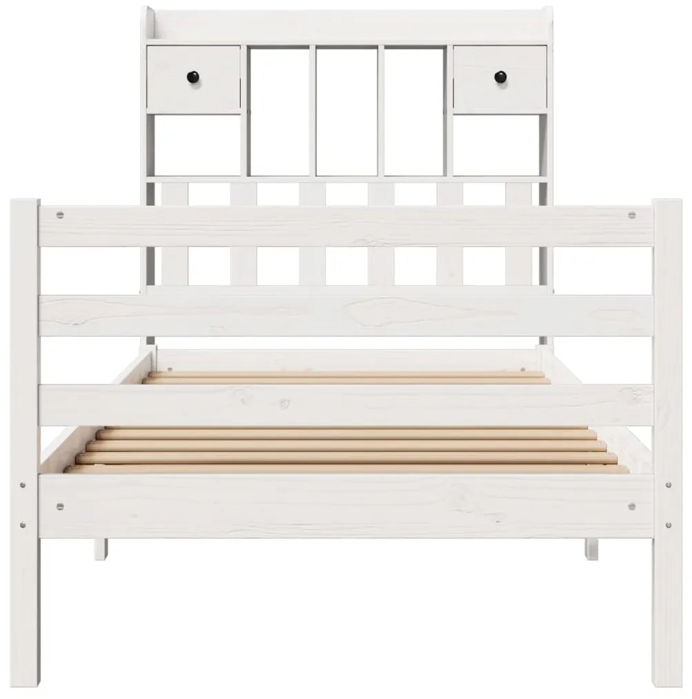 Cama com estante sem colchão 90x200 cm pinho maciço branco