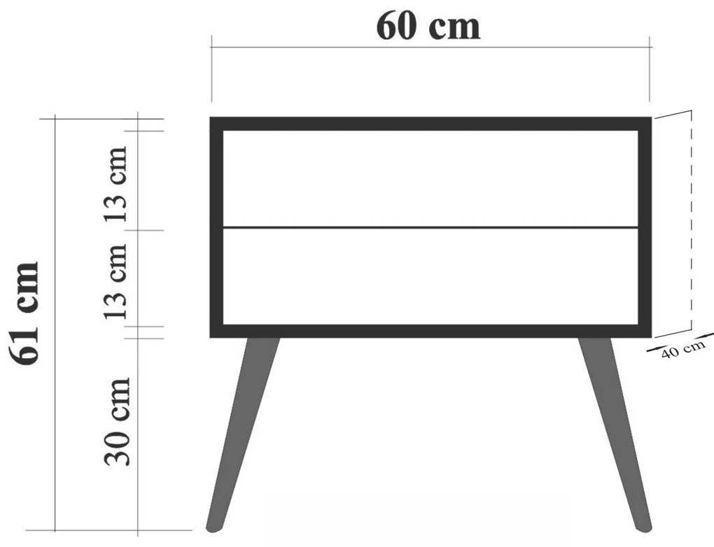 Mesa de Cabeceira City Two – Multicolor – 60 cm x 61 cm x 40 cm