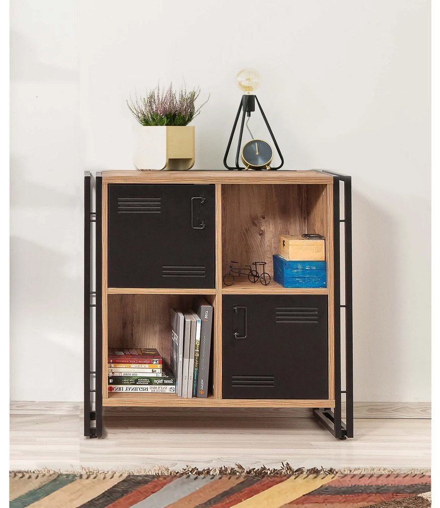 Estante Cosmo – Pinho Atlântico Preto – 89x89x35 cm