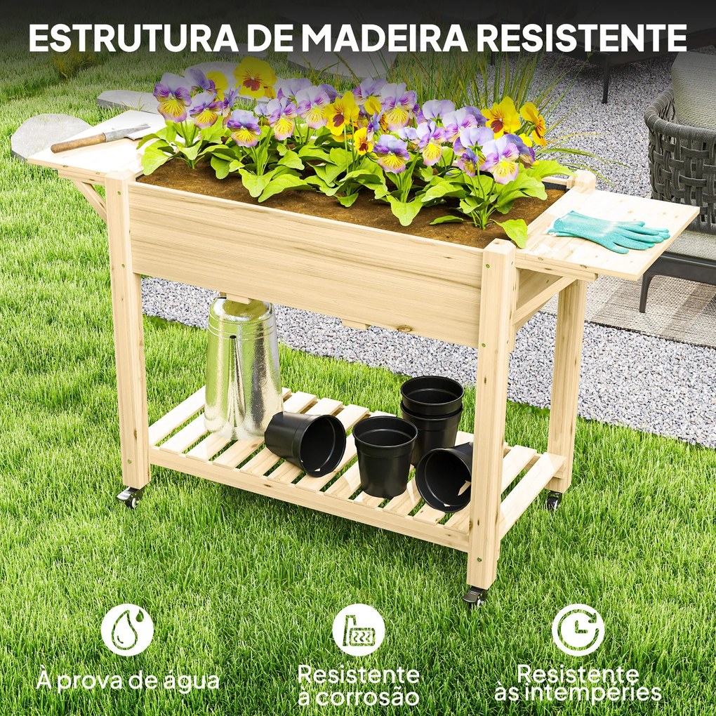 Floreira de Madeira Coimbra – 145×52×86 cm – Madeira Tratada e Rodas –