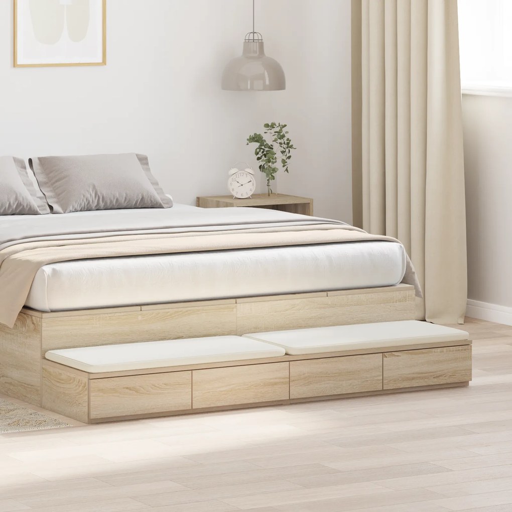 vidaXL Gavetas para Cama Carvalho Sonoma 150x36,5x16,5 cm Madeira Revestida