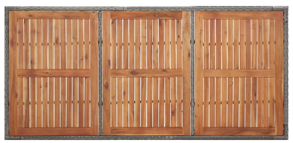 Mesa de jardim 200x150x74 cm vime PE e madeira acácia cinzento