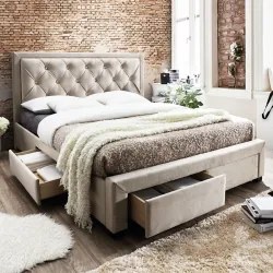 Cama de Casal BIA Bege - 160x200cm
