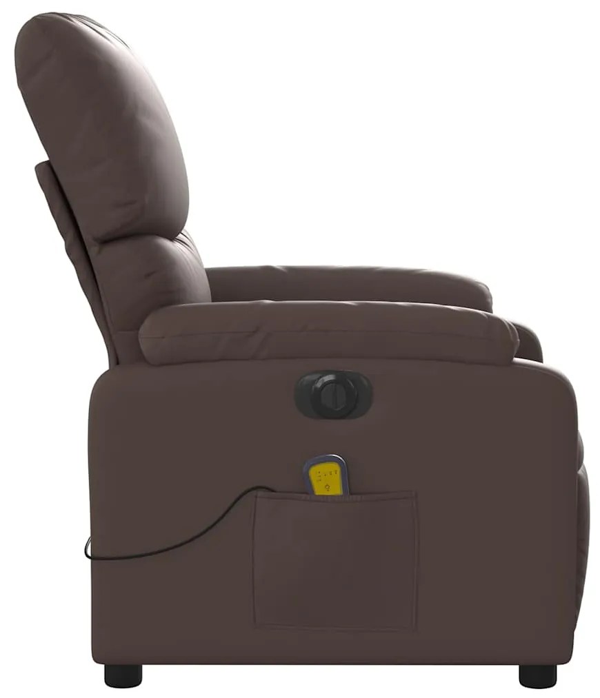 Poltrona massagens reclinável elétrica couro artif. castanho