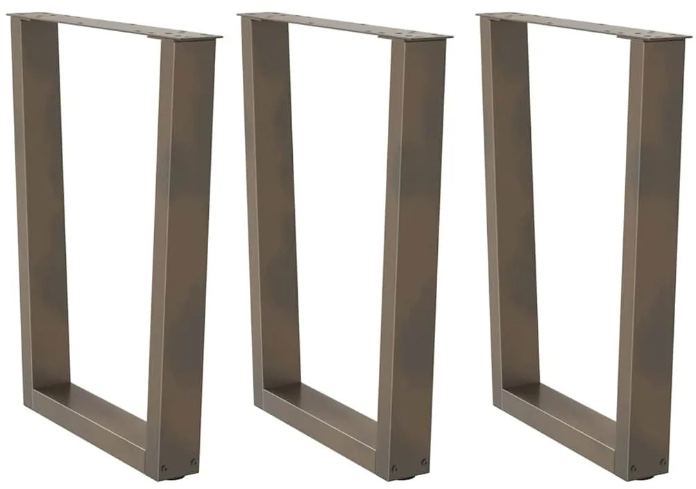vidaXL Pés para mesa de jantar em formato de V, 3 peças, aço natural, 70x(72-73,3) cm, aço