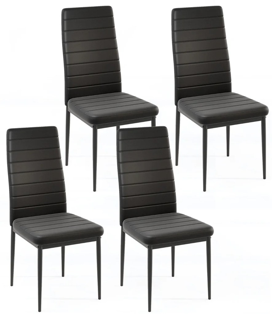 Conjunto de 4 cadeiras de jantar (MESA NÃO INCLUIDA) estofadas sem braços com assento e encosto almofadados Pernas de metal em pele artificial para a