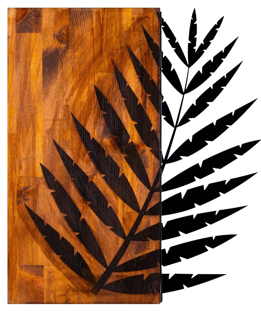Acessório Decorativo de Parede Leaf 3 – Nogueira e Preto – 50 x 58 cm