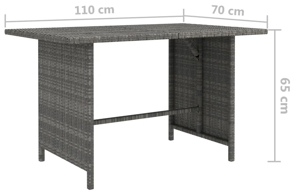10 pcs conjunto lounge de jardim c/ almofadões vime PE cinzento
