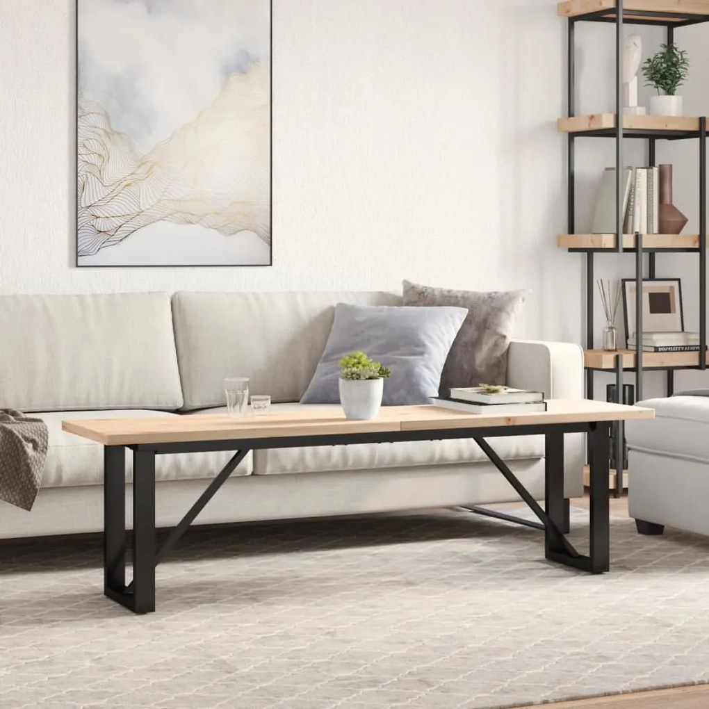 Mesa de centro estrutura em O 160x40x45,5cm pinho/aço